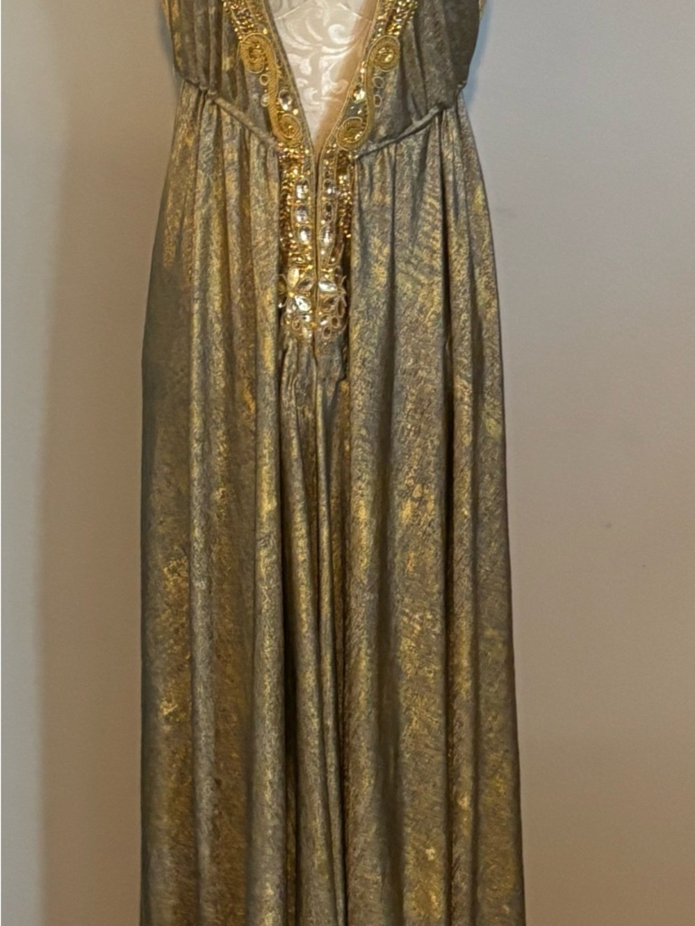Boston Proper Gold Metallic Halter Evening Gown - Picture 4 of 12